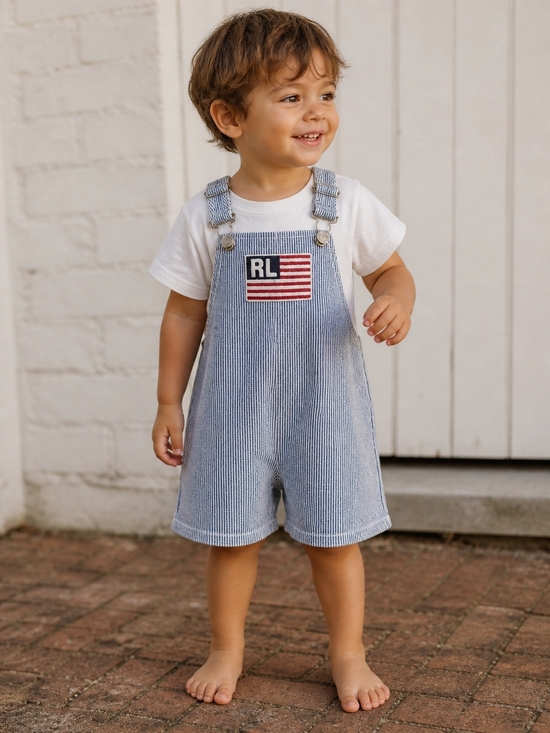 Ralph Lauren Other - Vintage Polo Jeans Co Ralph Lauren Toddler Overalls 4T Striped RL Flag Patch